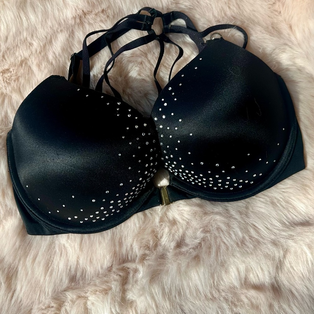 Victoria's Secret Black Rhinestone Embellished Bra